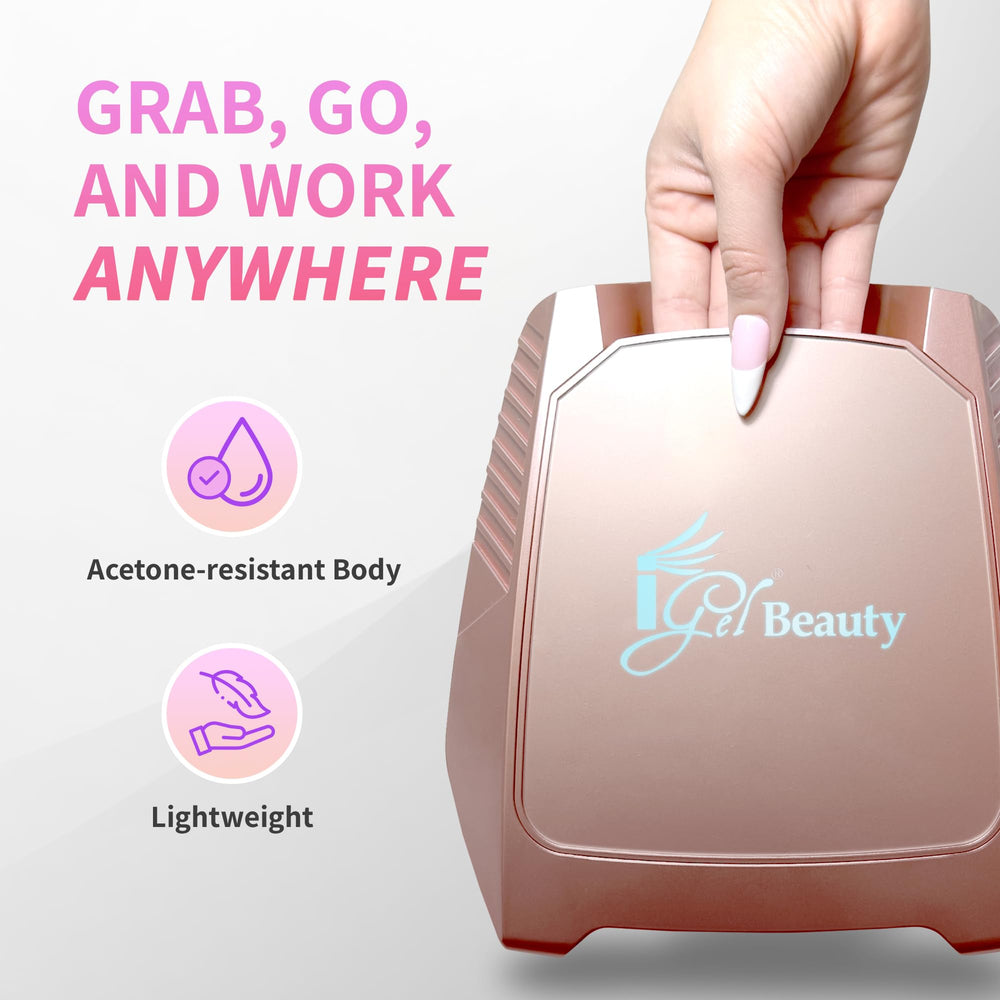 iGel Beauty side view showing acetone-resistant finish for long-lasting durability benefit