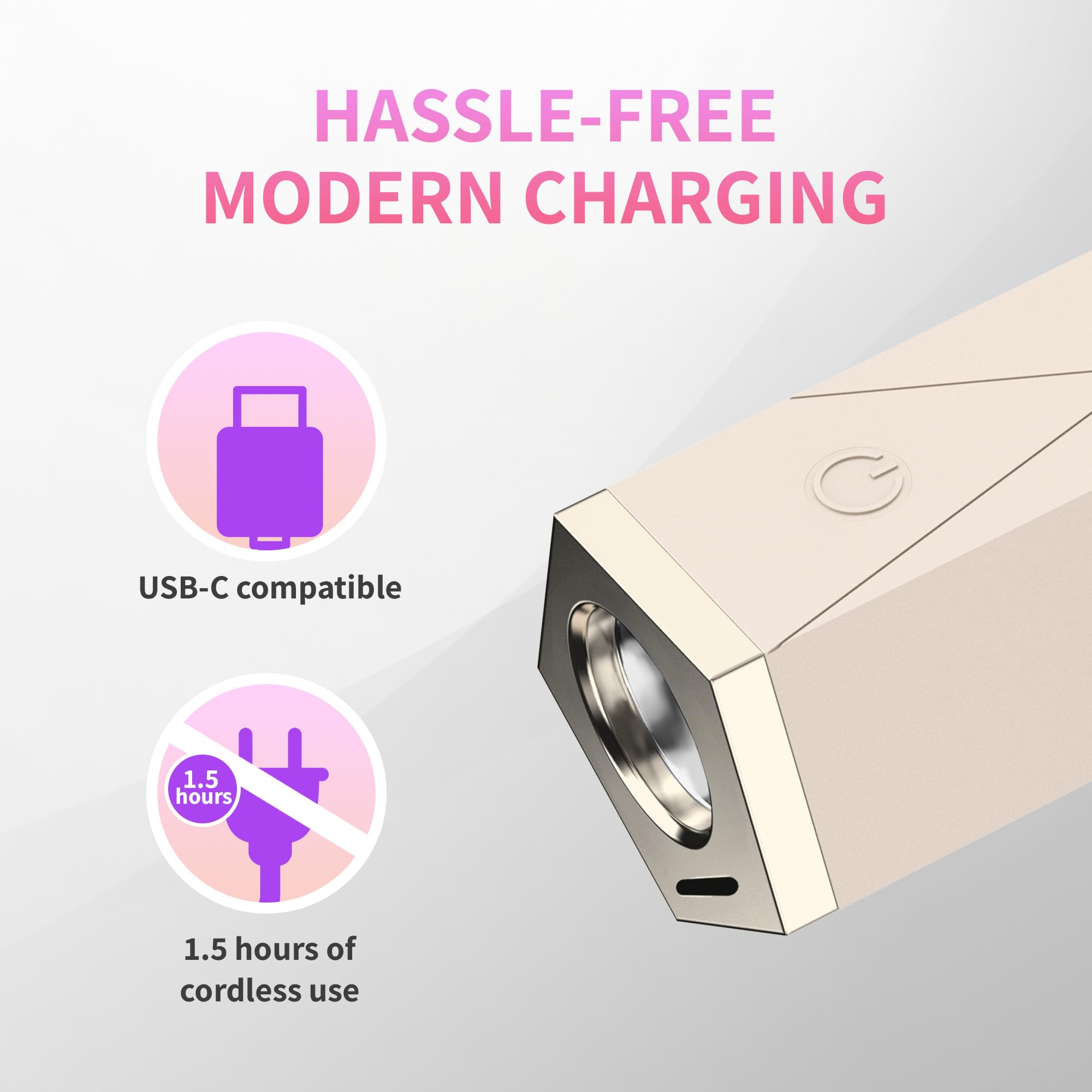 iGel Beauty PRO-X Mini battery status indicator close-up showing triple-color power feedback