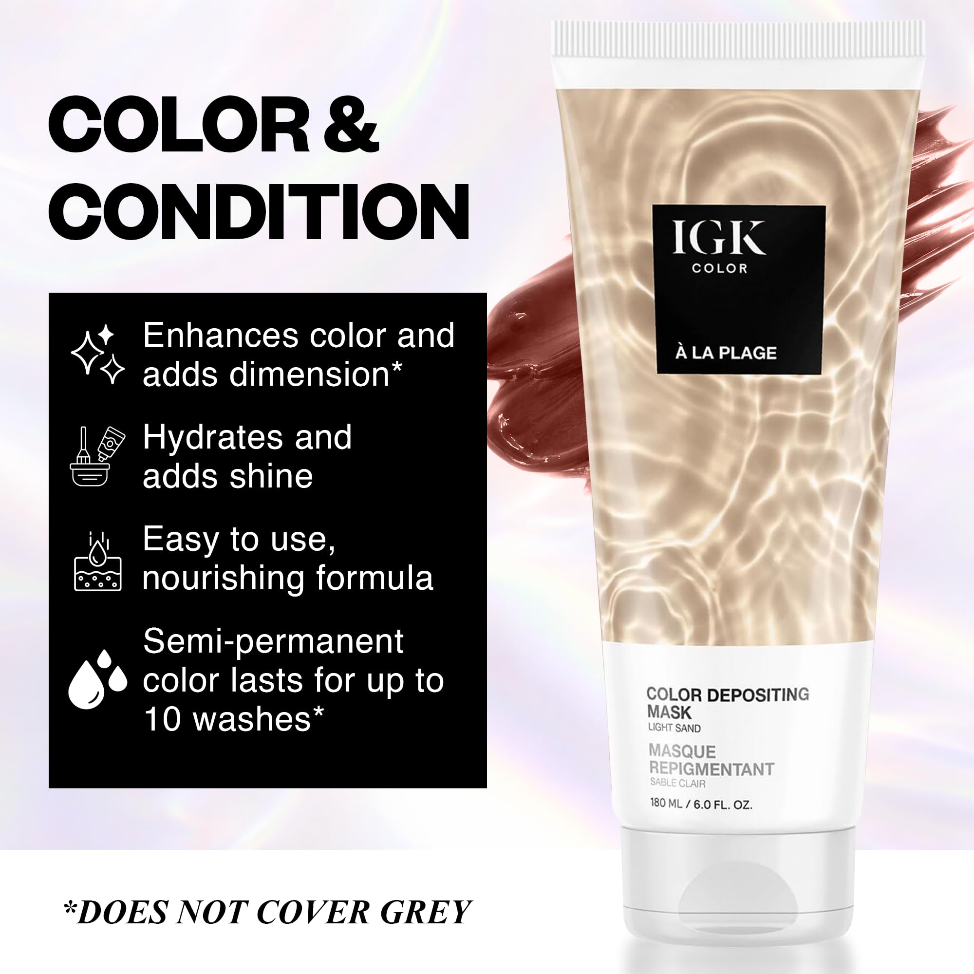 IGK mask in hand during application for easy at-home use benefit