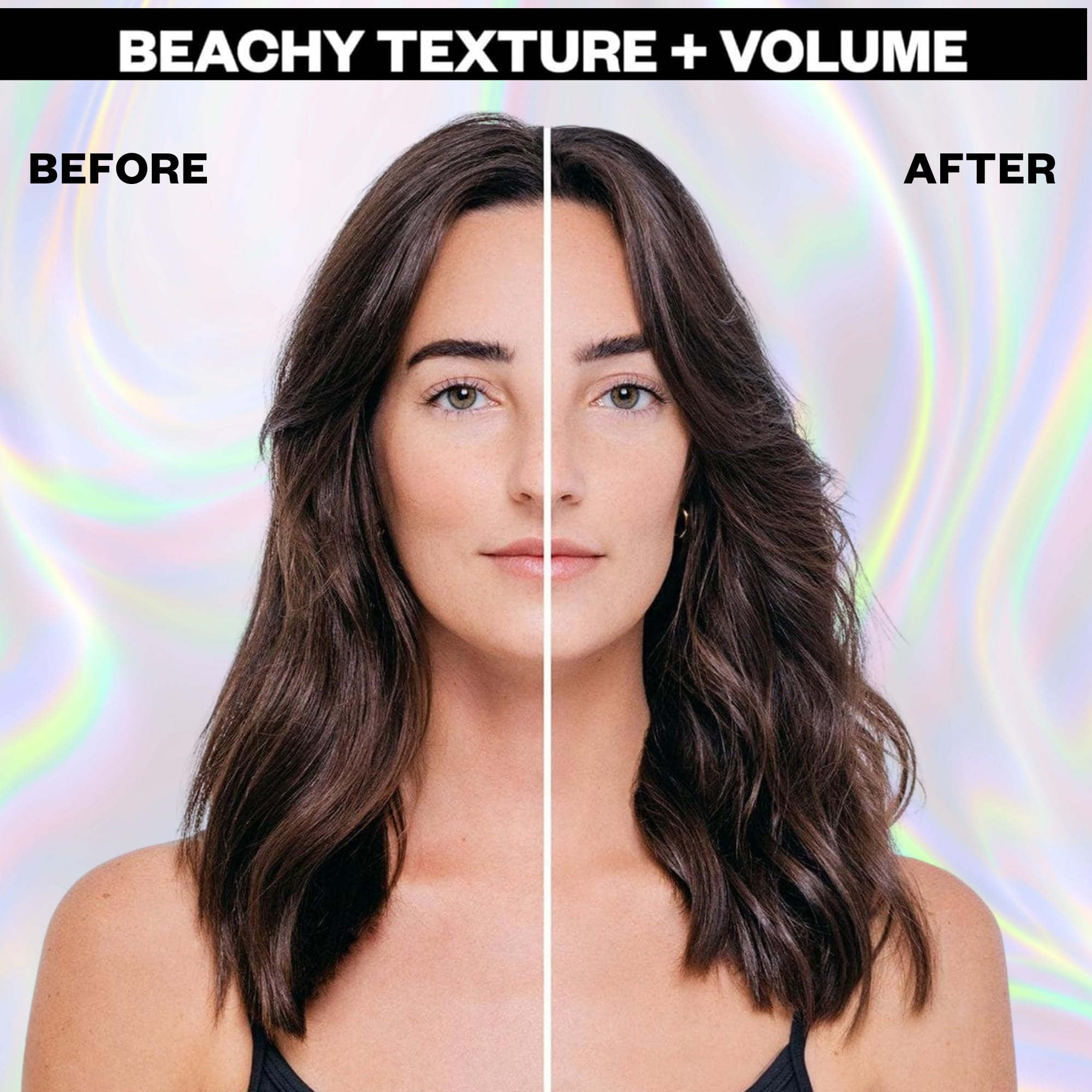 IGK before and after hair comparison showing added volume and natural waves benefit