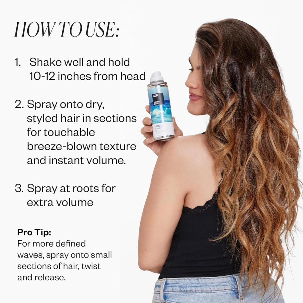 IGK being applied during styling session to create beach waves, easy styling benefit
