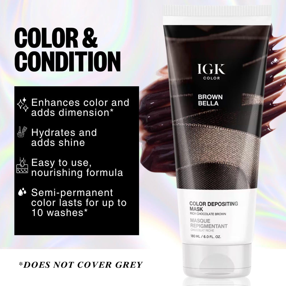 IGK Brown Bella open jar revealing shade, IGK brand tone-boost benefit