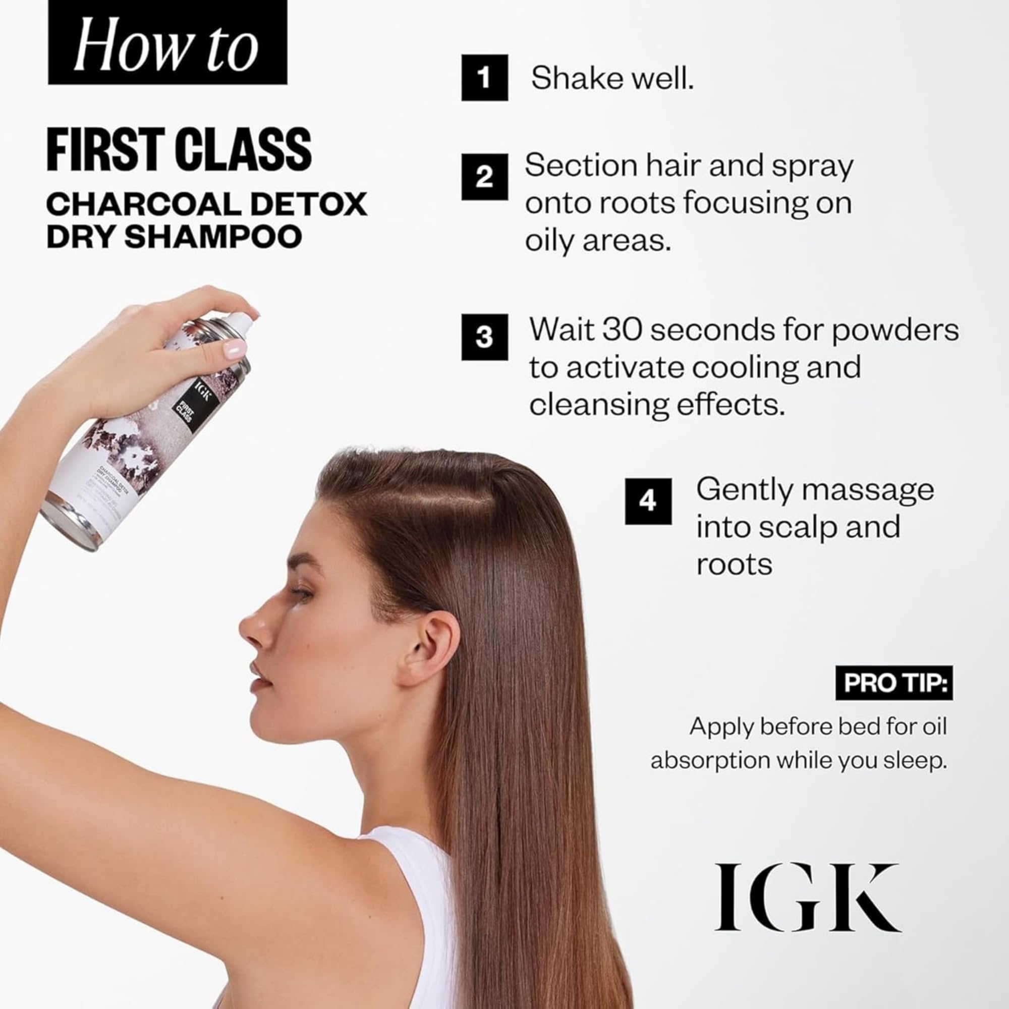 IGK used after workout to refresh sweaty roots and neutralize odor