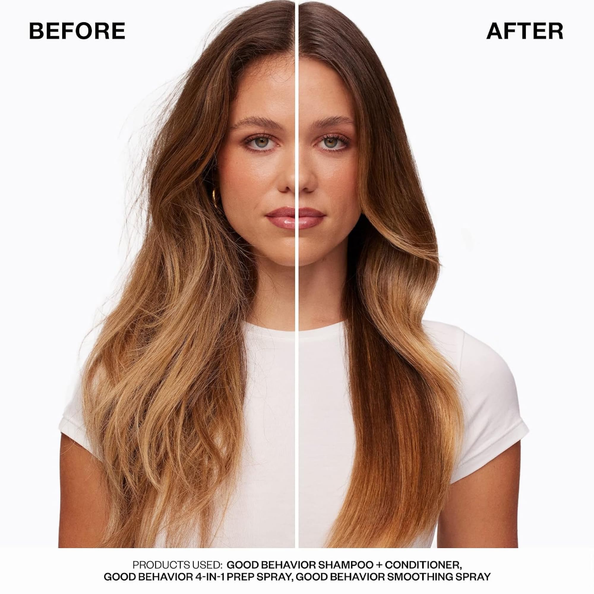 IGK before and after images demonstrating frizz control results