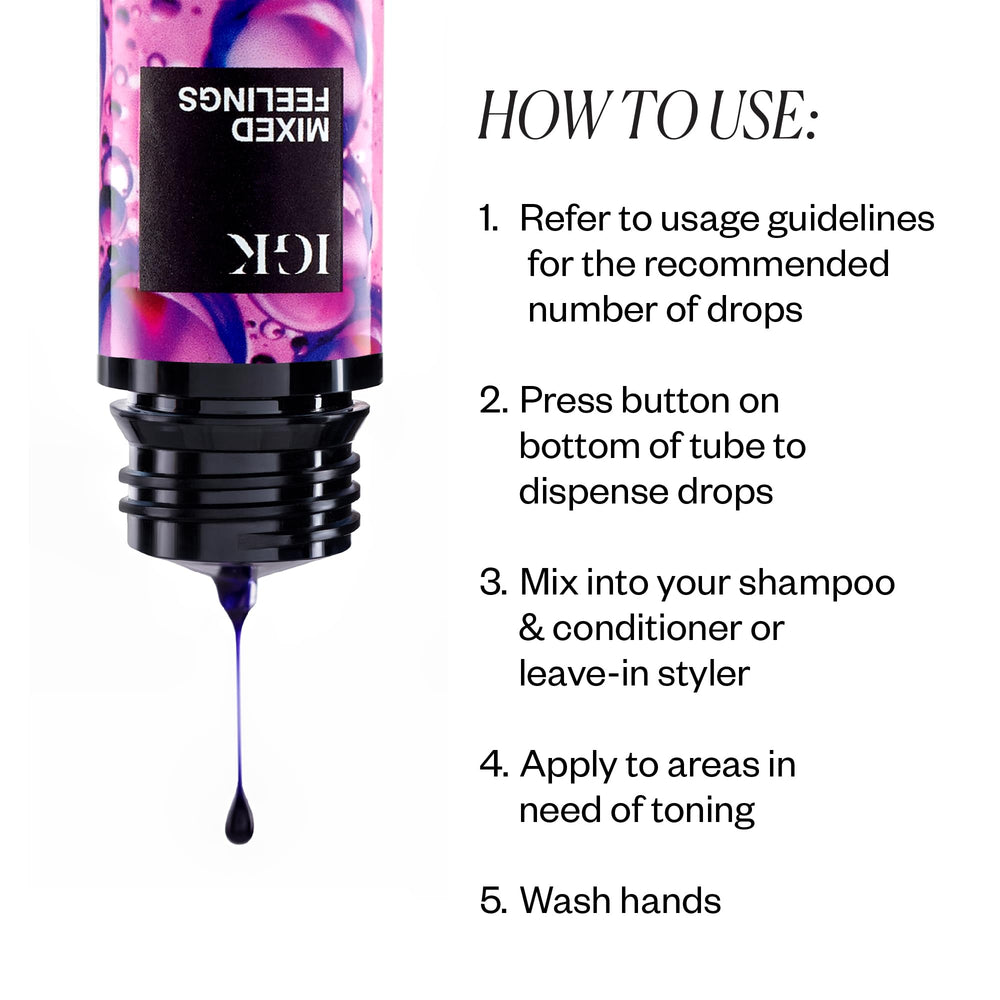 IGK purple drops in palm demonstrating controlled dosing and ease of use