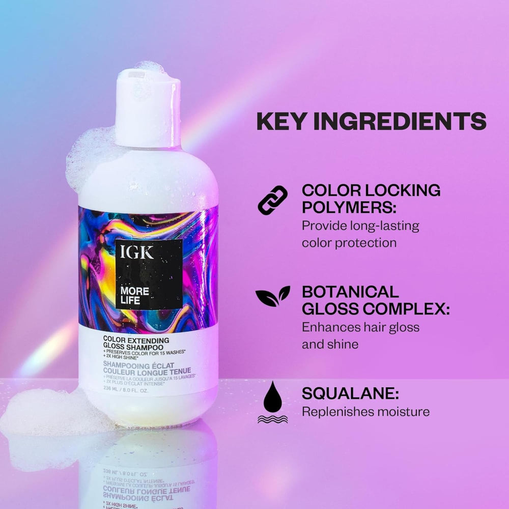 IGK product being applied in shower to protect color and add shine