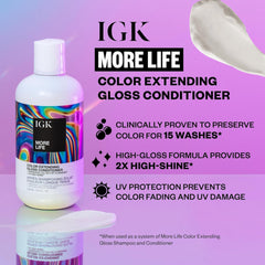 IGK bottle label ingredients view showing color-locking and UV protection