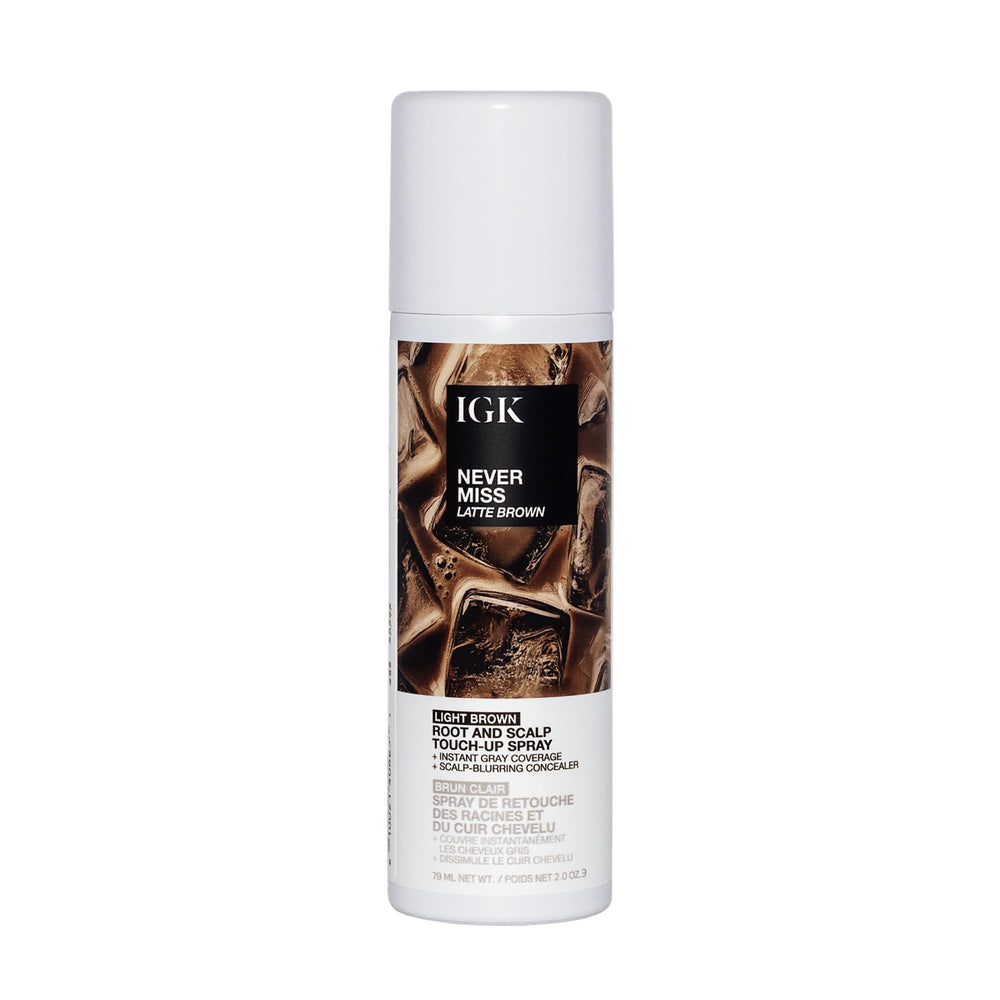 IGK front packaging showing Light Brown bottle and label provides instant root coverage