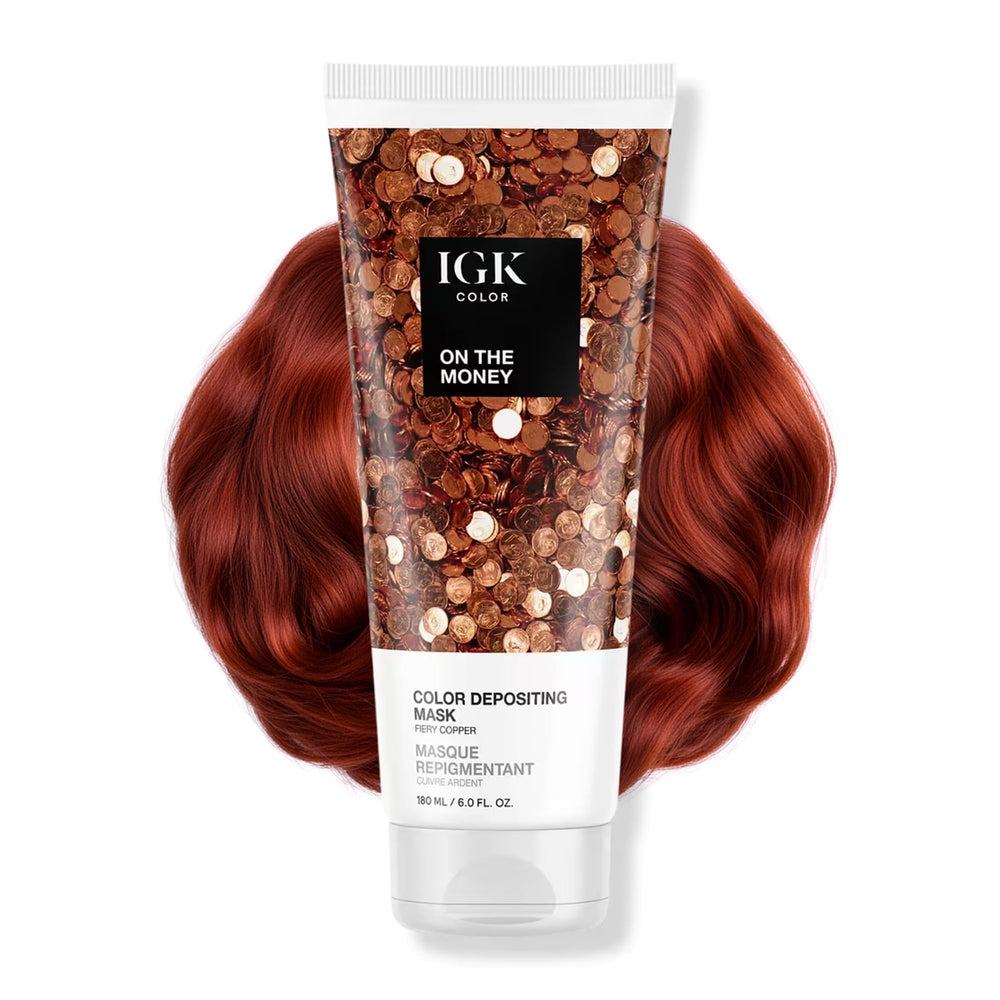 IGK front packaging showing product name and copper hue benefit