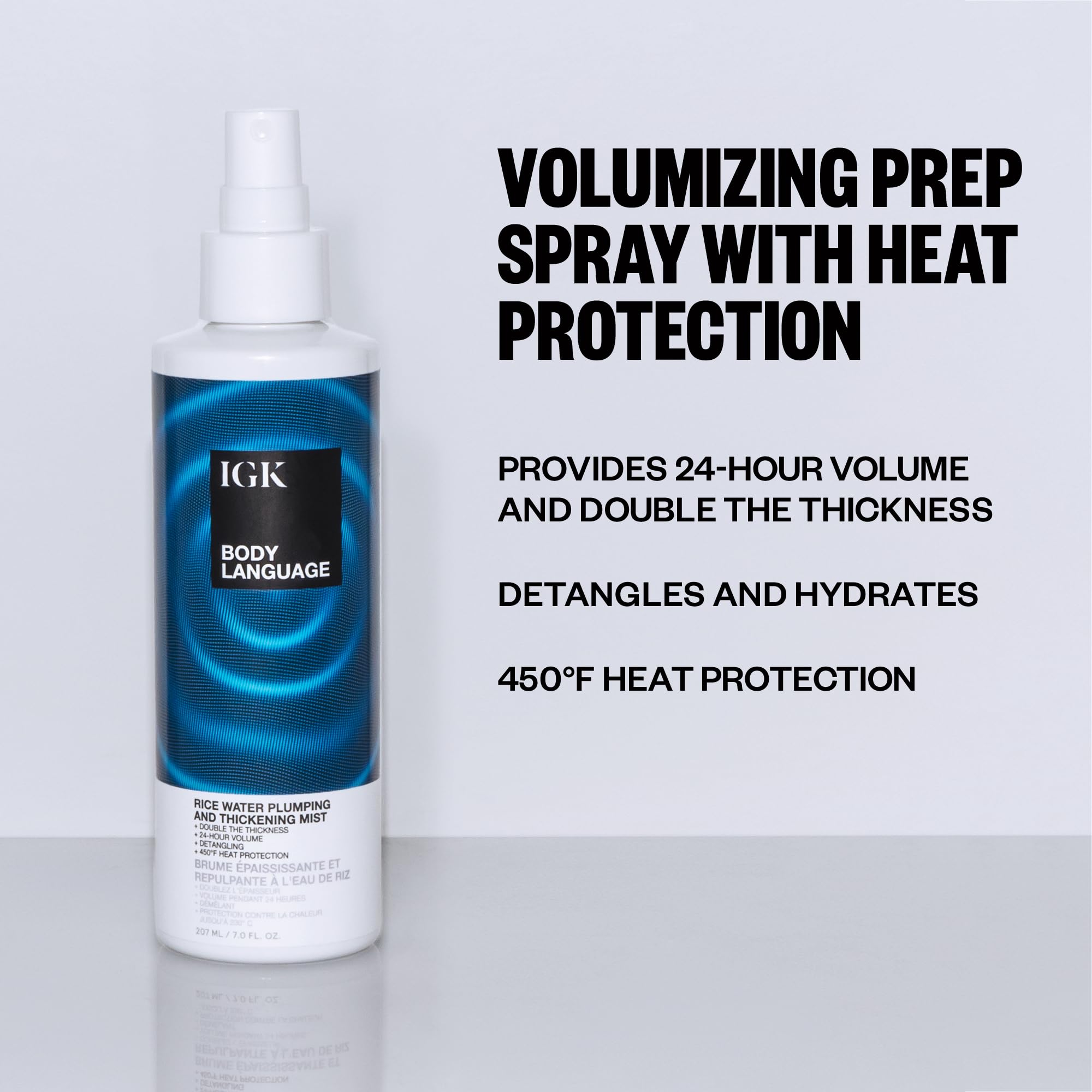 IGK spray nozzle close-up demonstrating fine mist for even application benefit