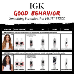 IGK mist on hair texture highlighting smoothing effect and shine