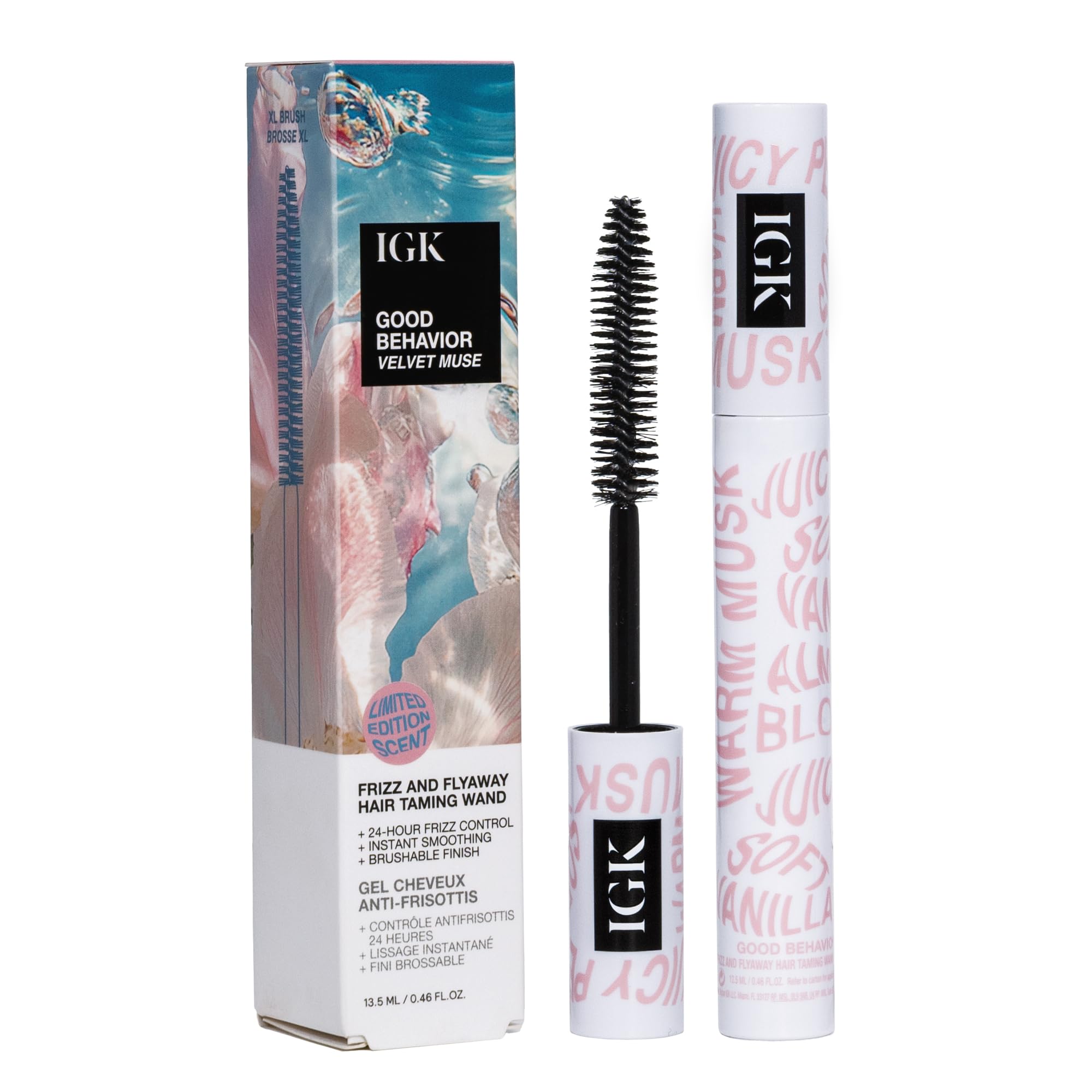 IGK front packaging showing wand and fragrance benefits
