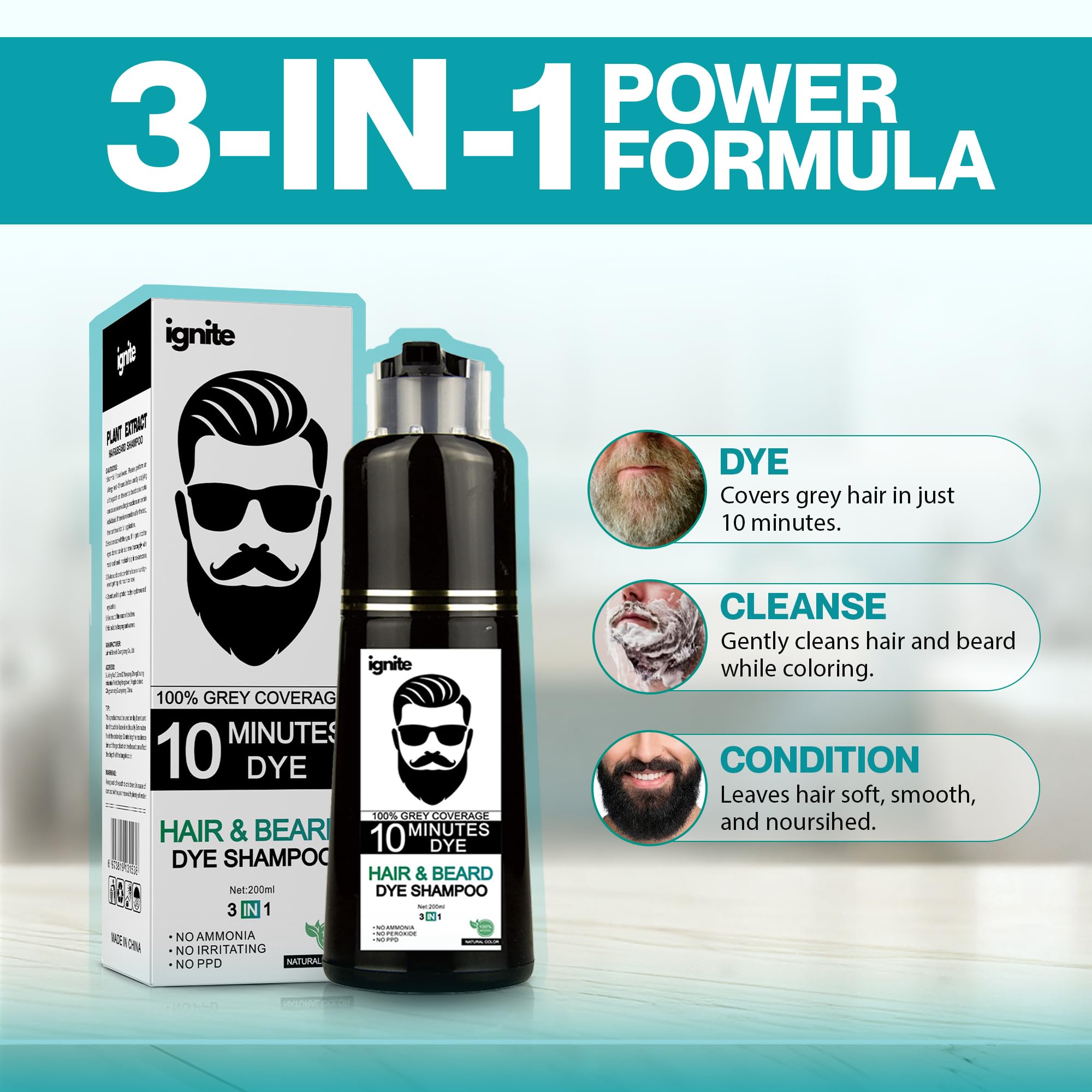 ignite applying dye shampoo to scalp demonstrating easy use