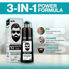 ignite applying dye shampoo to scalp demonstrating easy use