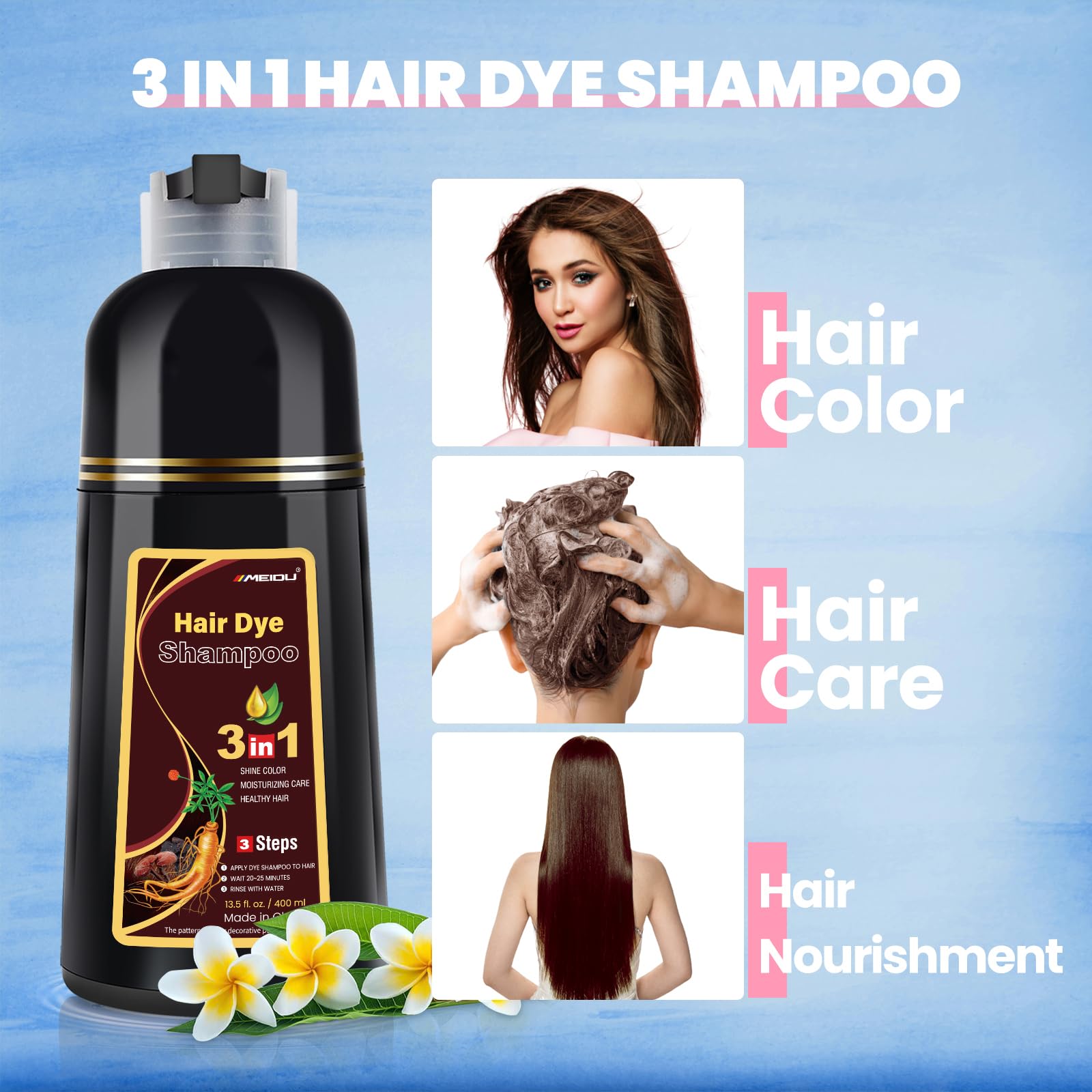 IIIMEIDU lifestyle photo after wash showing glossy dark brown hair
