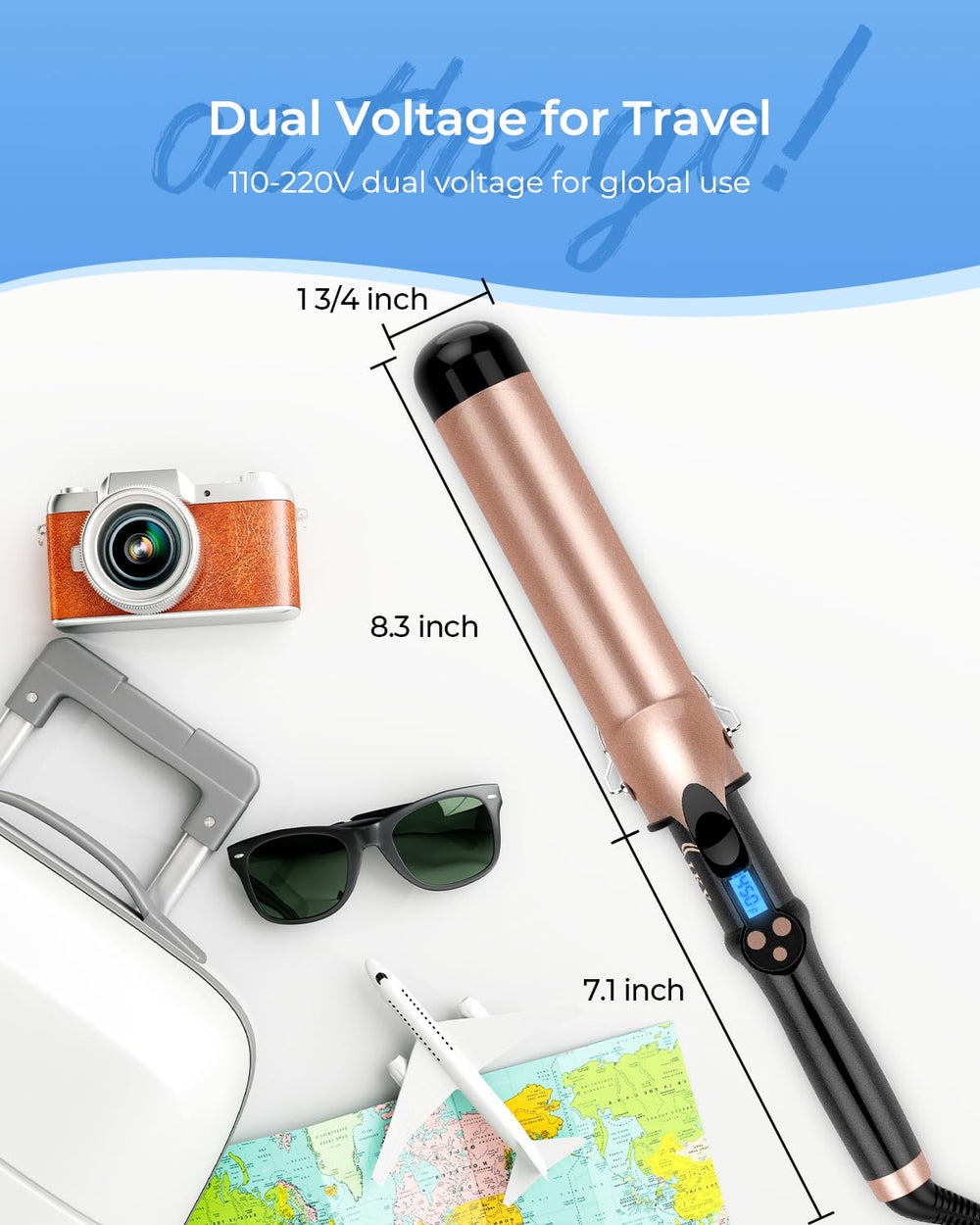 IKV travel-ready packaging showing dual-voltage compatibility for worldwide use