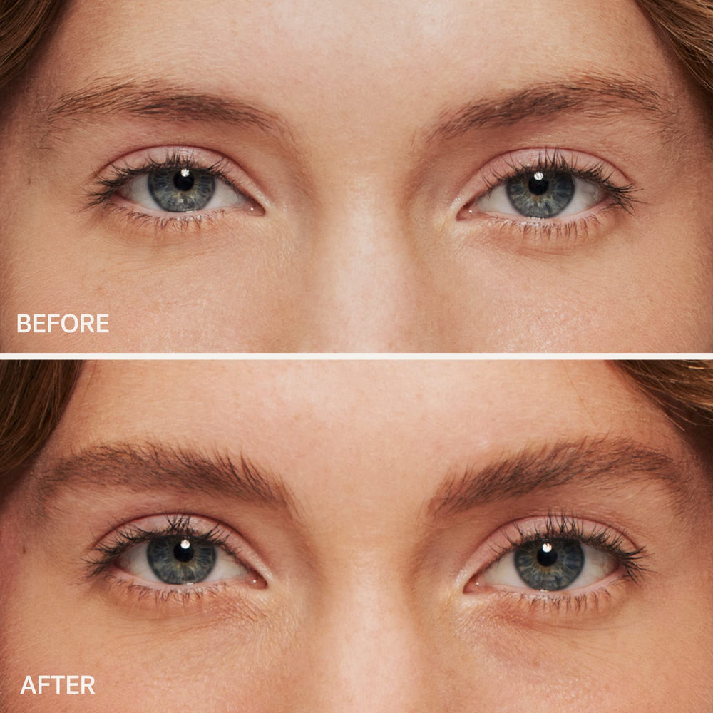 ILIA spoolie blending brow strokes for a natural finish and groomed look