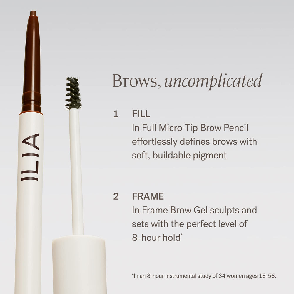 ILIA swatch showing fine hairlike brow strokes and buildable pigment