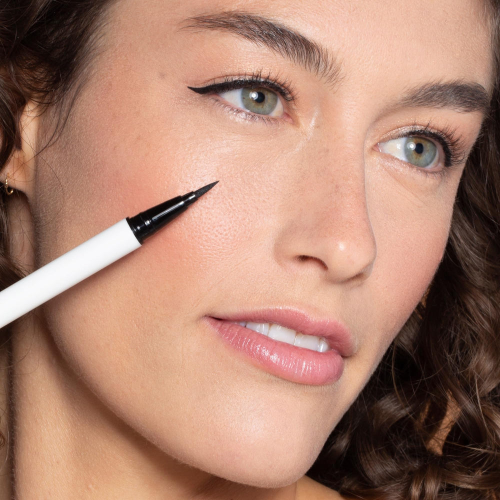 ILIA eyeliner applied winged eye demonstrating sharp, smudge-resistant finish