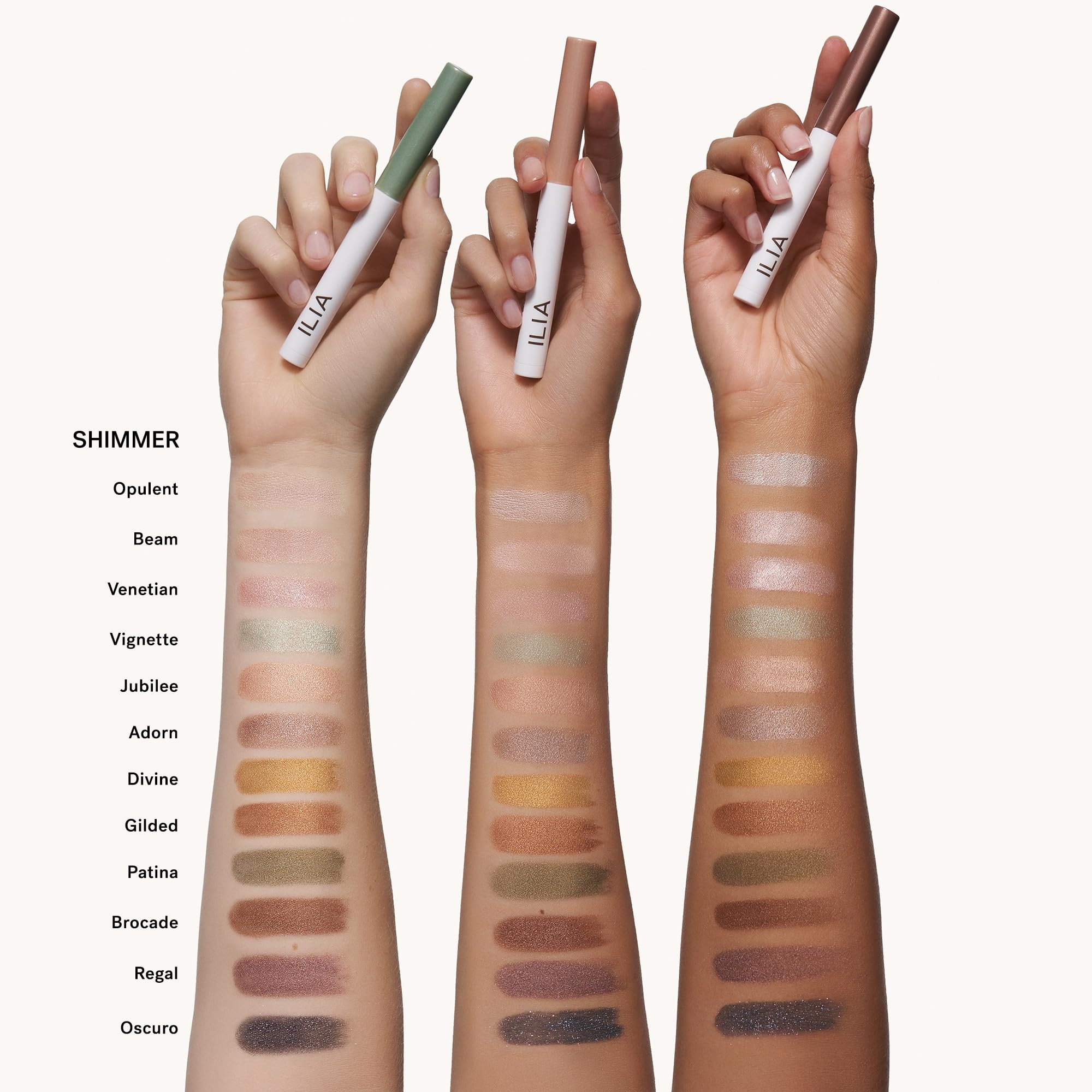 ILIA application in inner corner brightening eyes with shimmery accent