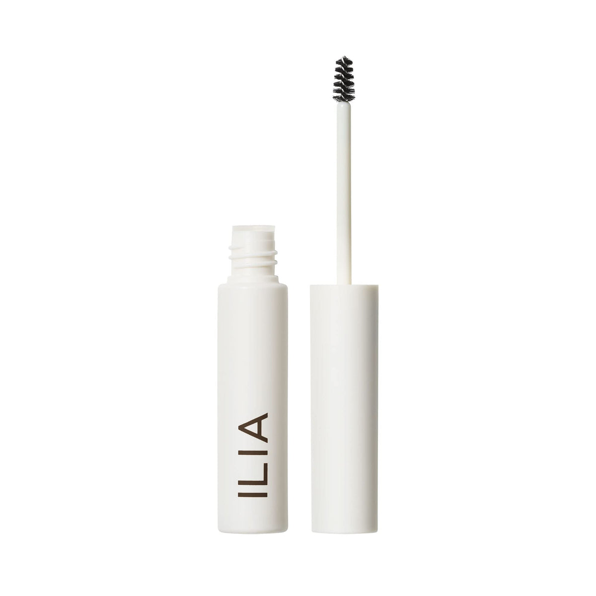 ILIA clear brow gel tube front view showing clean packaging and benefit