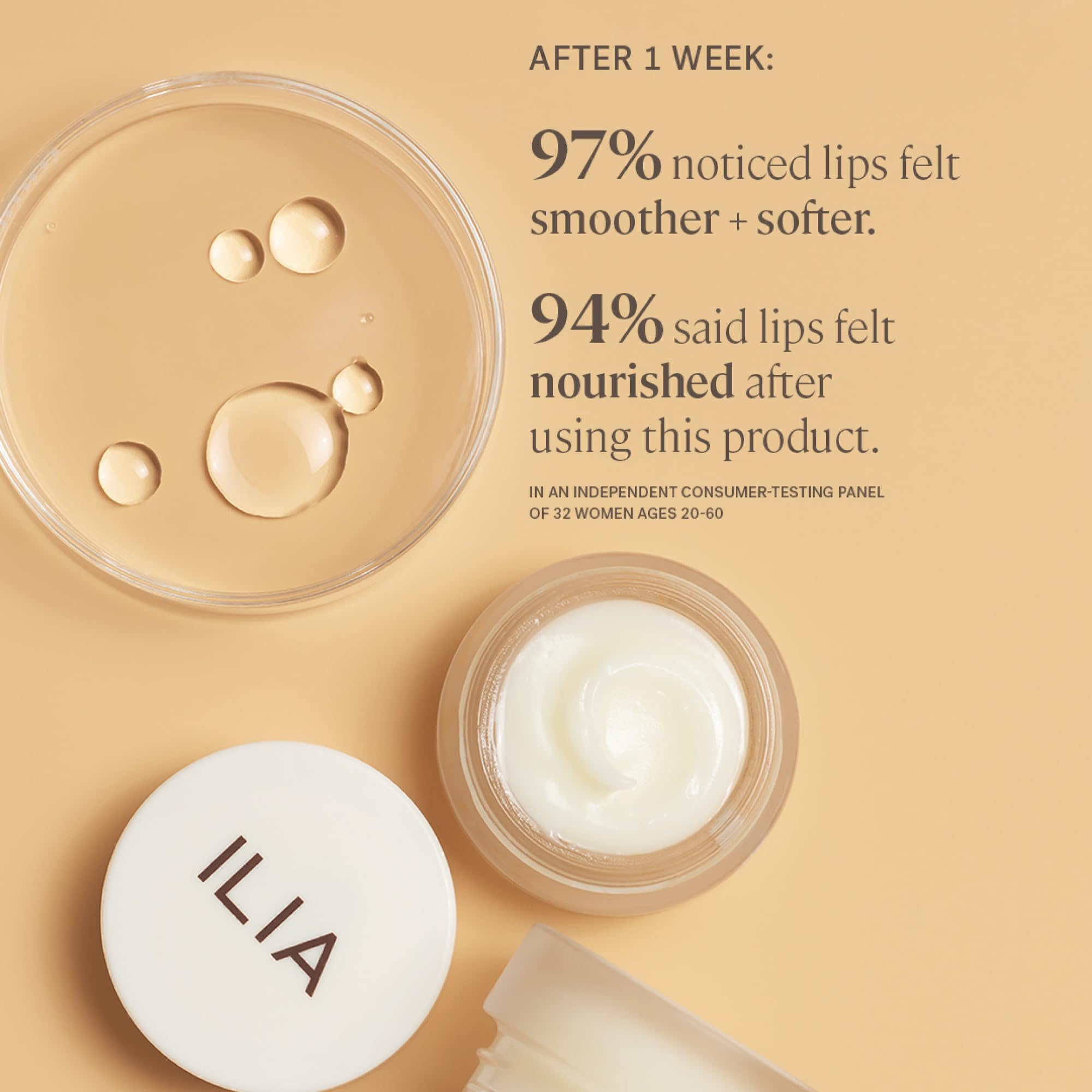 ILIA applied on lips at night demonstrating easy overnight treatment