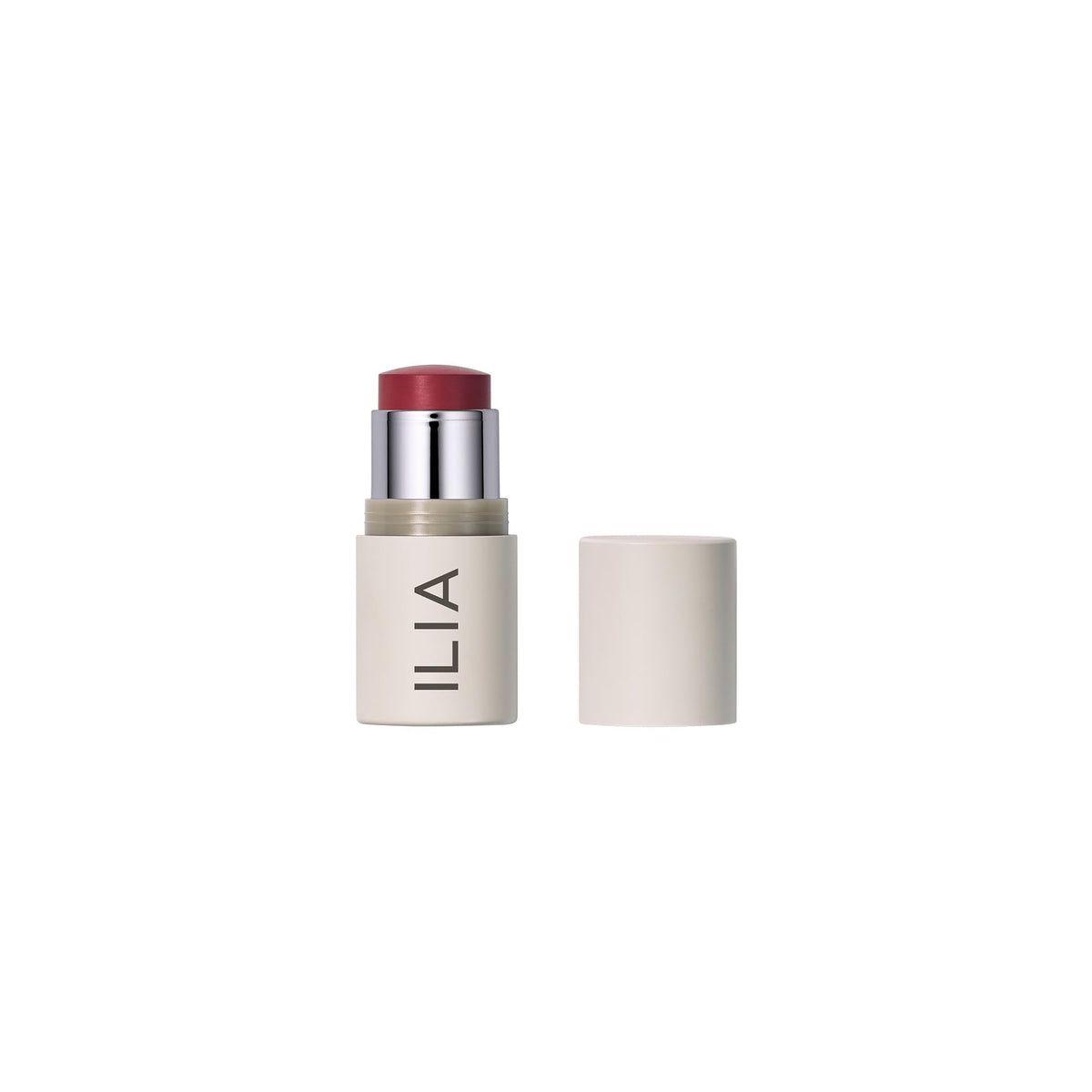 ILIA multi-stick front packaging showing rich berry shade and compact benefit