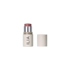 ILIA front packaging showing mauve-rose shade and compact design benefit