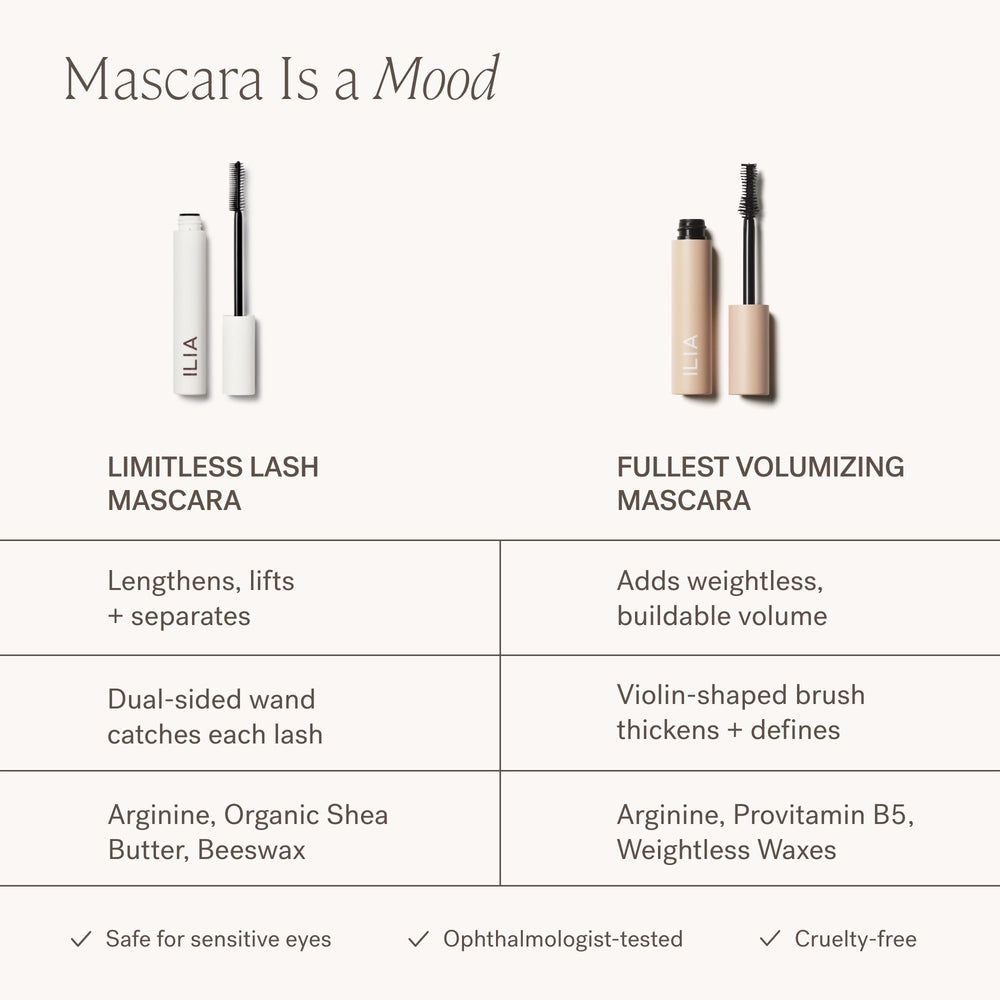 ILIA natural lashes in daylight with flexible, fluffed volume