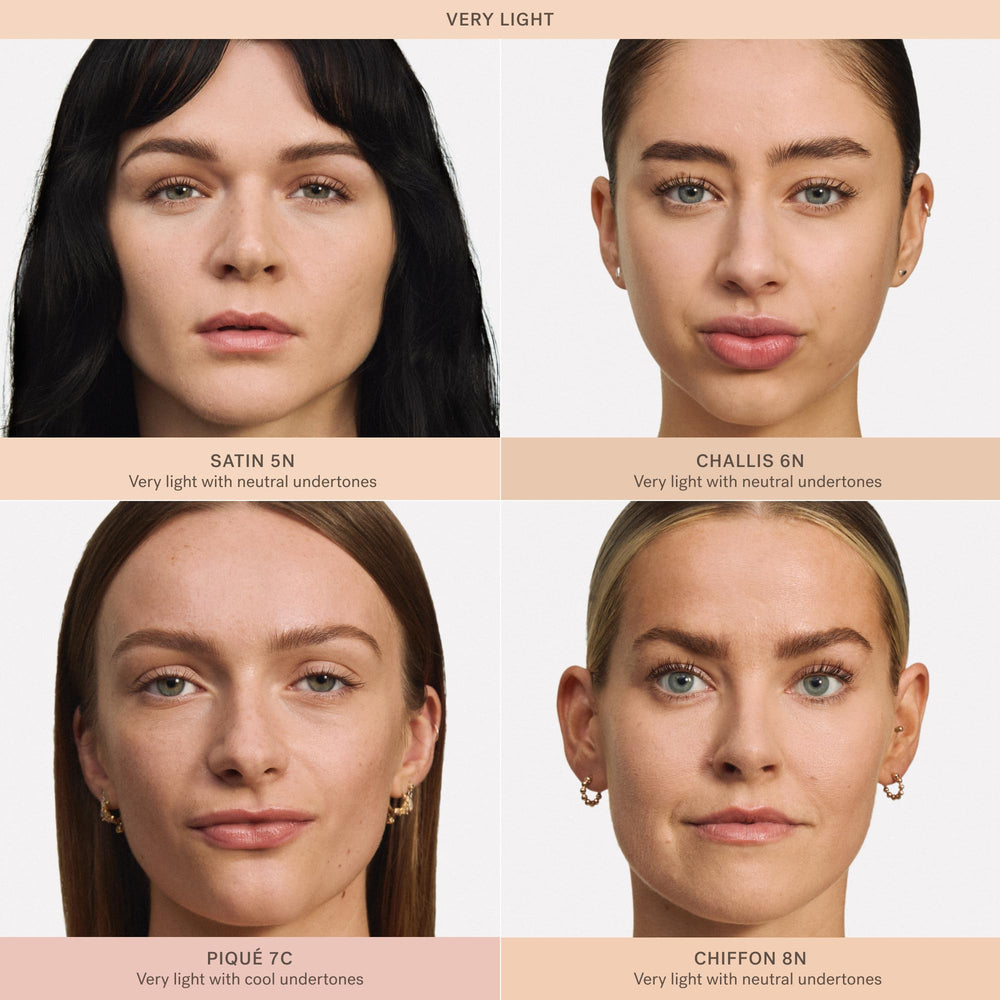 ILIA arm swatches comparing 6N Challis to nearby neutrals for accurate shade choice