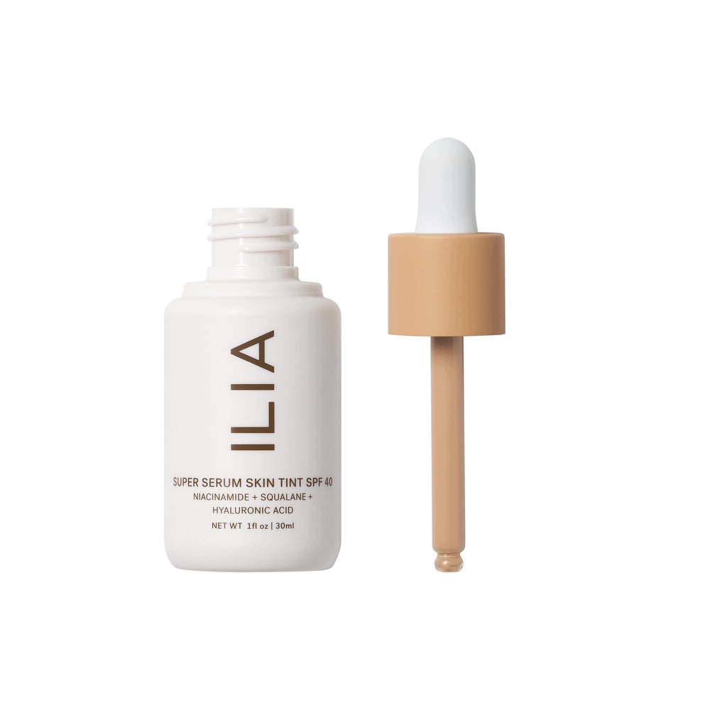 ILIA skin tint texture drop closeup highlighting hydrating dewy finish