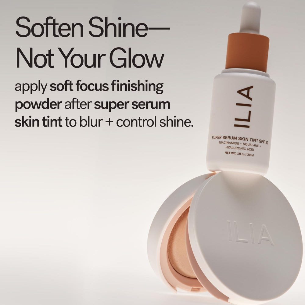 ILIA compact inside a handbag staged for on-the-go touch-ups