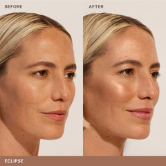 ILIA cream-to-powder texture of Sunshift opened to reveal silky peachy bronze finish