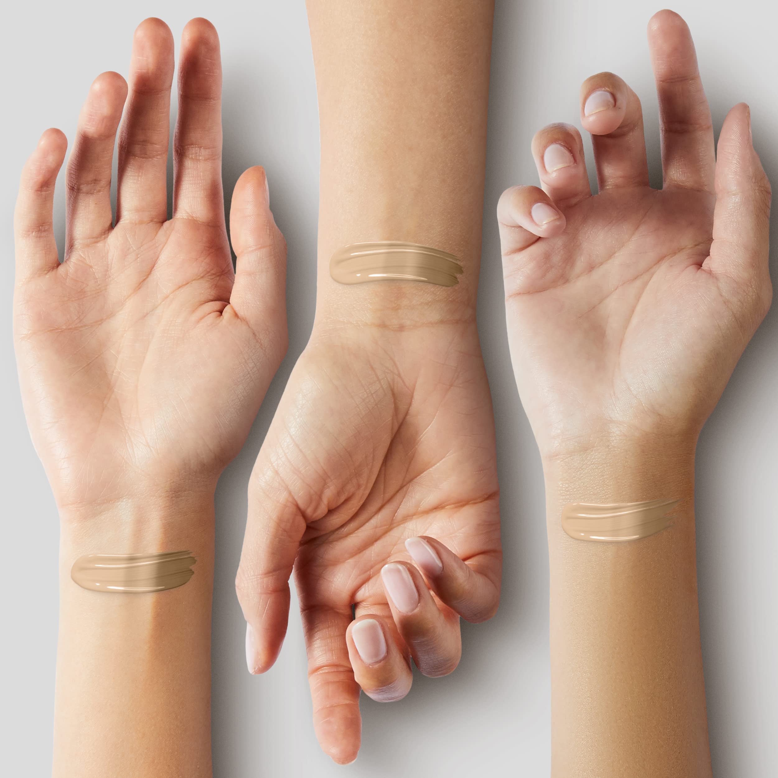 ILIA Diaz ST7 swatch on arm showing light-medium neutral match for natural look benefit