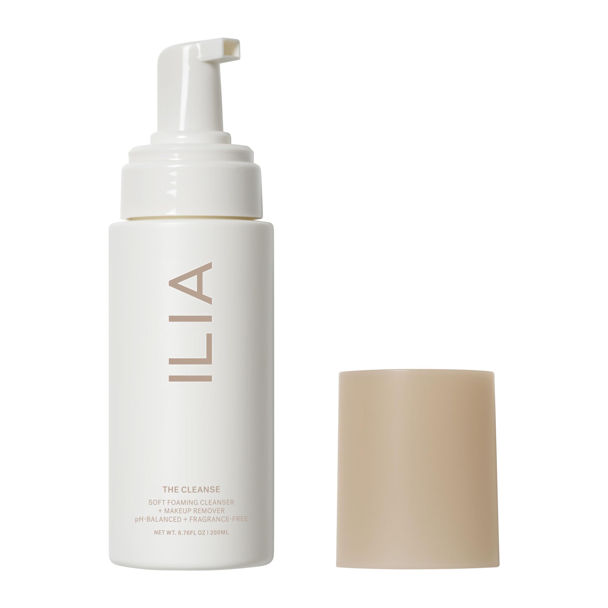 ILIA front packaging showing bottle and label, clear branding and clean benefit