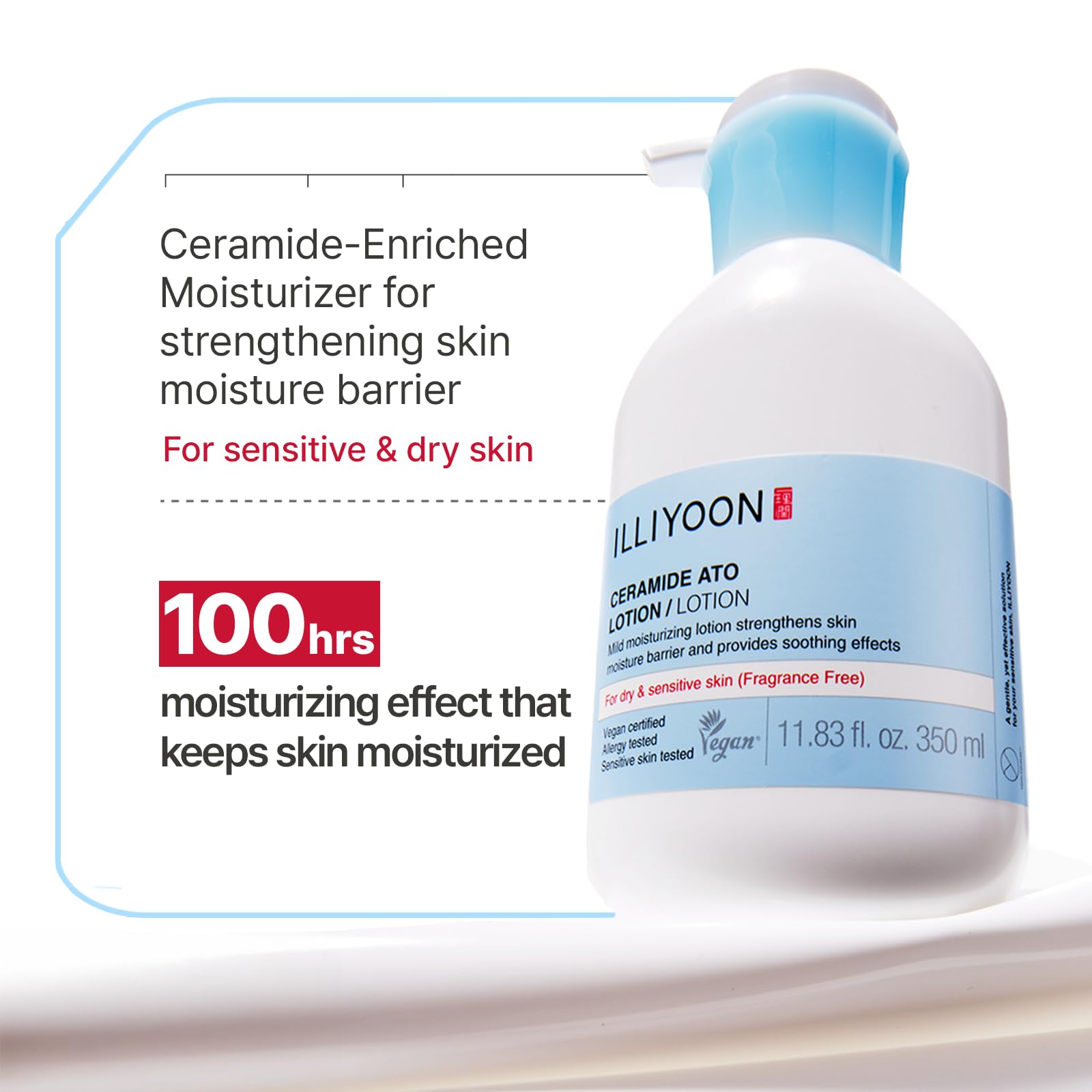 Illiyoon Ceramide Ato texture close-up showing lightweight cream for fast absorption