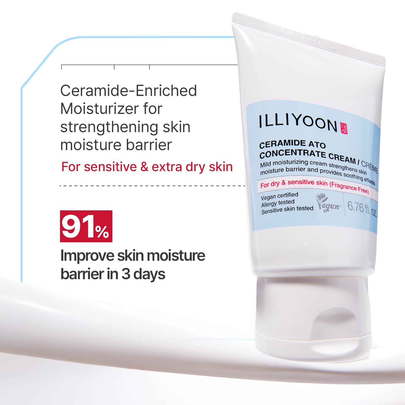 Illiyoon cream on spatula close-up, demonstrates easy pick-up and non-greasy finish