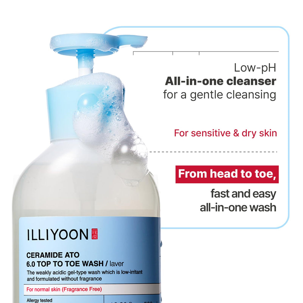 Illiyoon wash on a wet washcloth demonstrating easy, mild clean