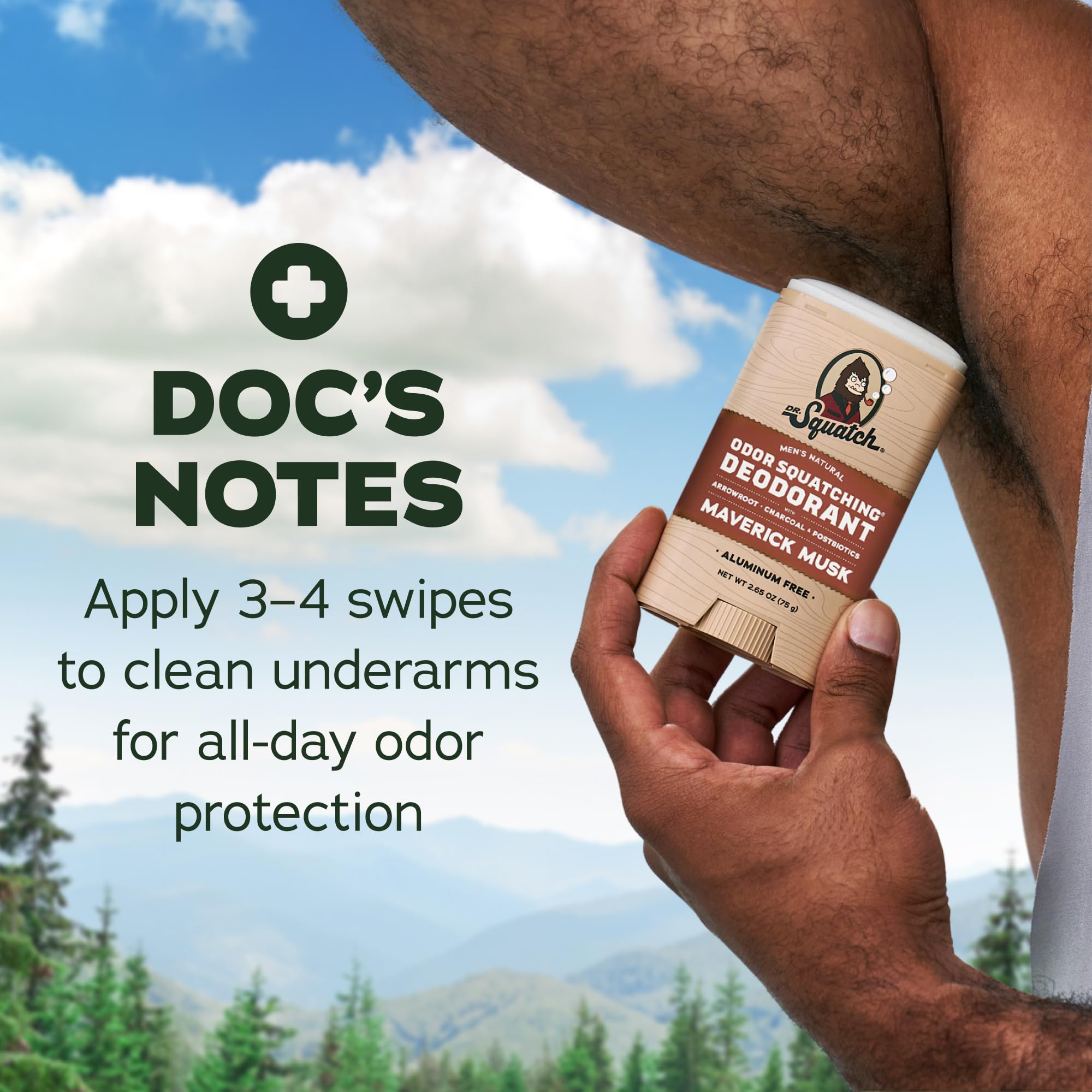 Dr. Squatch Natural Men’s Deodorant — Maverick Musk 3-Pack, Aluminum-Free Odor Control with Charcoal & Arrowroot