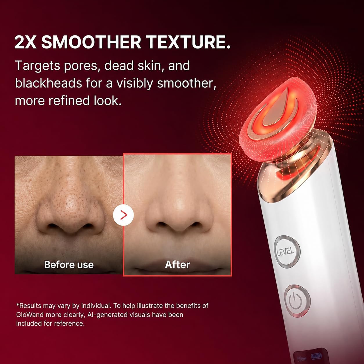 Clarigen GloWand facial & neck booster — 5-in-1 Korean glass skin wand, compact rechargeable with pulsing and red light modes