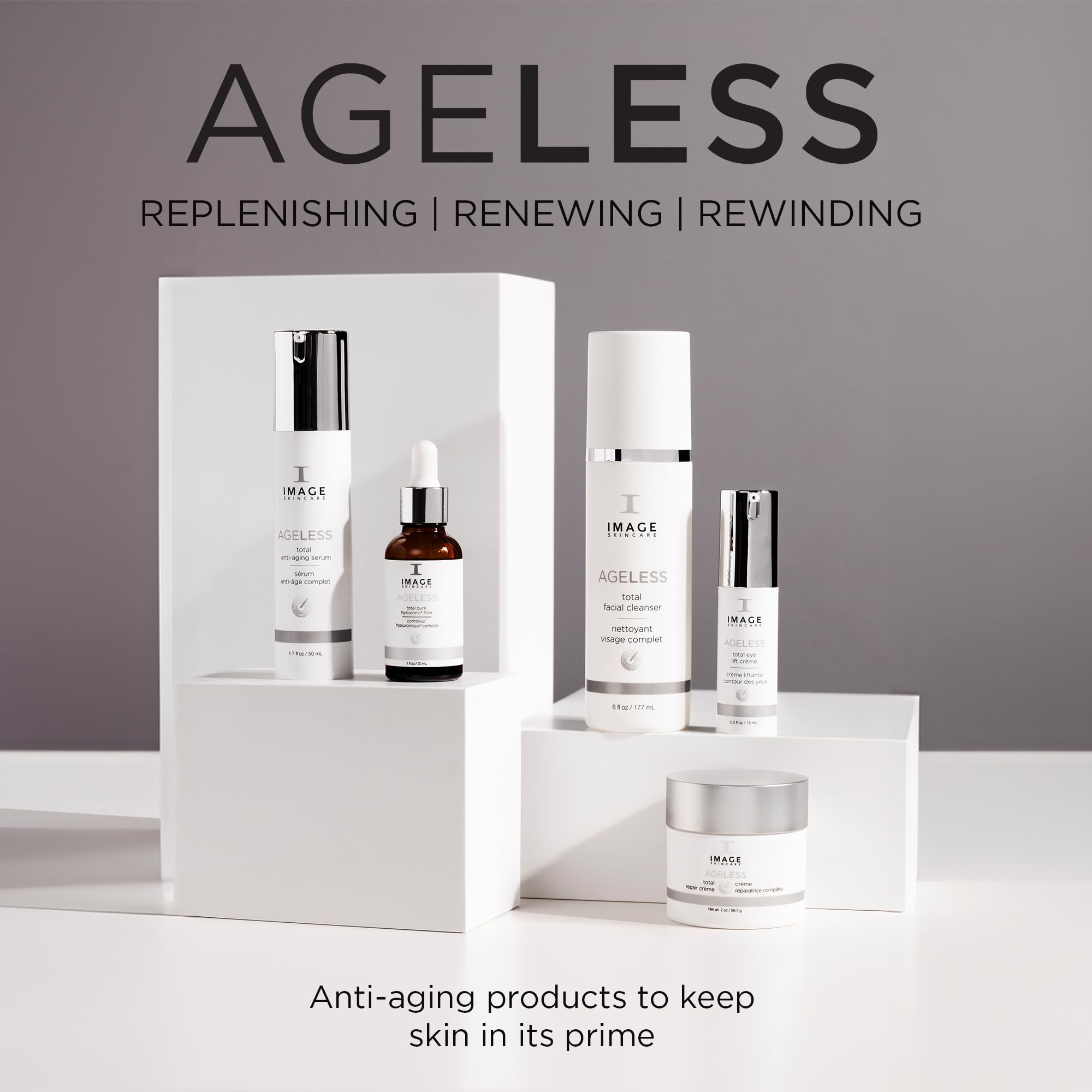 IMAGE Skincare ageless cleanser 6 oz size comparison next to a hand, clarifies bottle scale and portability