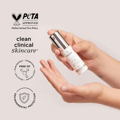 IMAGE Skincare AGELESS tube beside coin for scale showing convenient 0.5 fl oz size