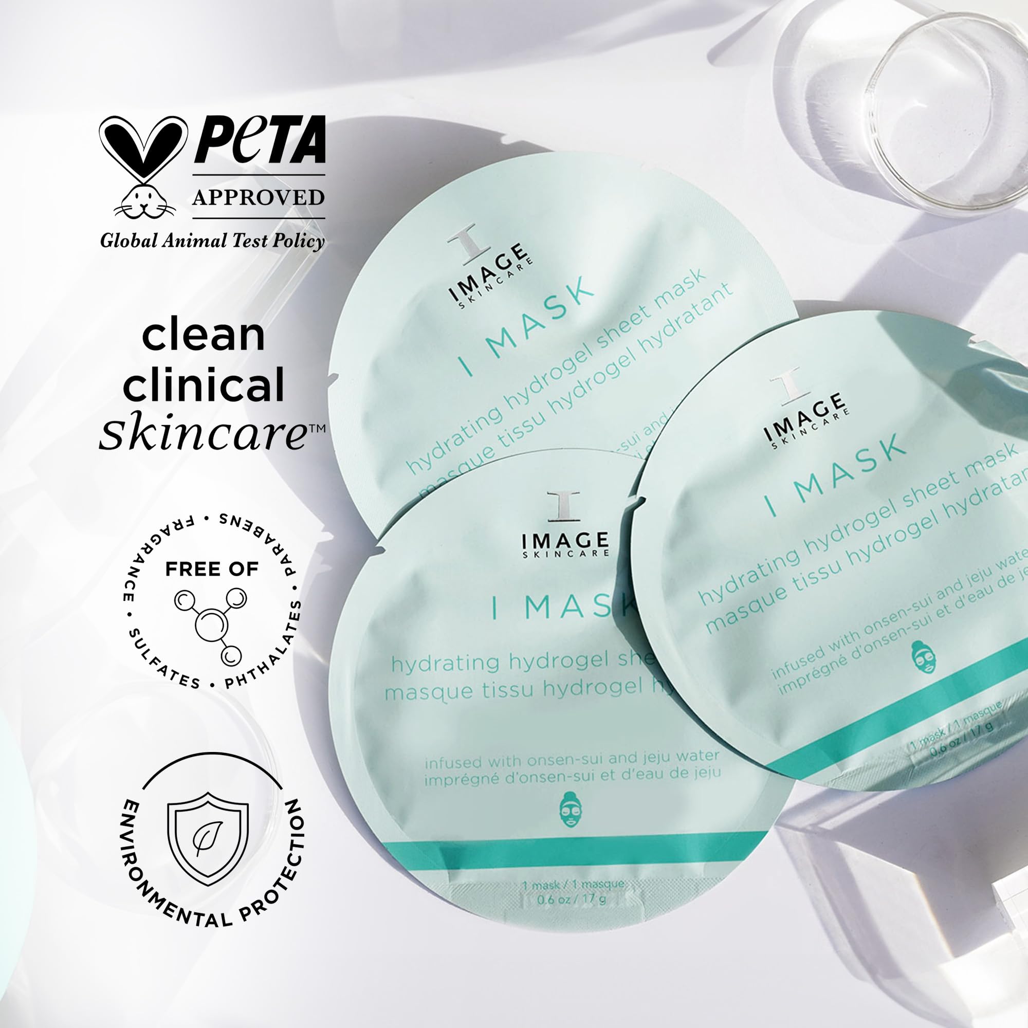 IMAGE Skincare mask held in hand to show actual size and travel-friendly benefit