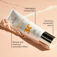 IMAGE Skincare neutral tint blended on skin demonstrating minimal white cast