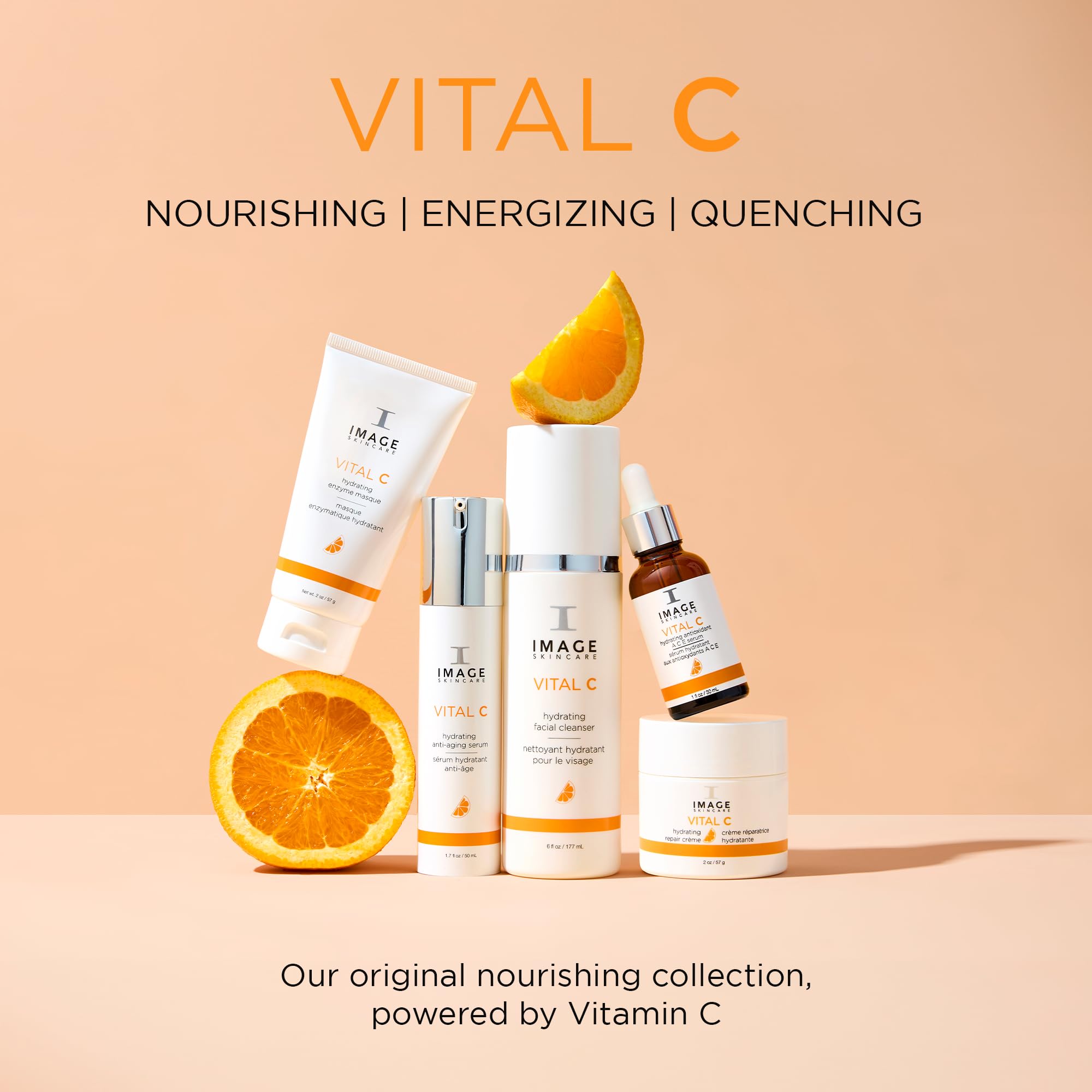 IMAGE Skincare lifestyle on bathroom vanity suggesting morning routine radiance benefit