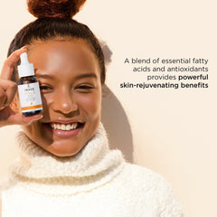 IMAGE Skincare oil texture close-up showing lightweight absorbent finish benefit