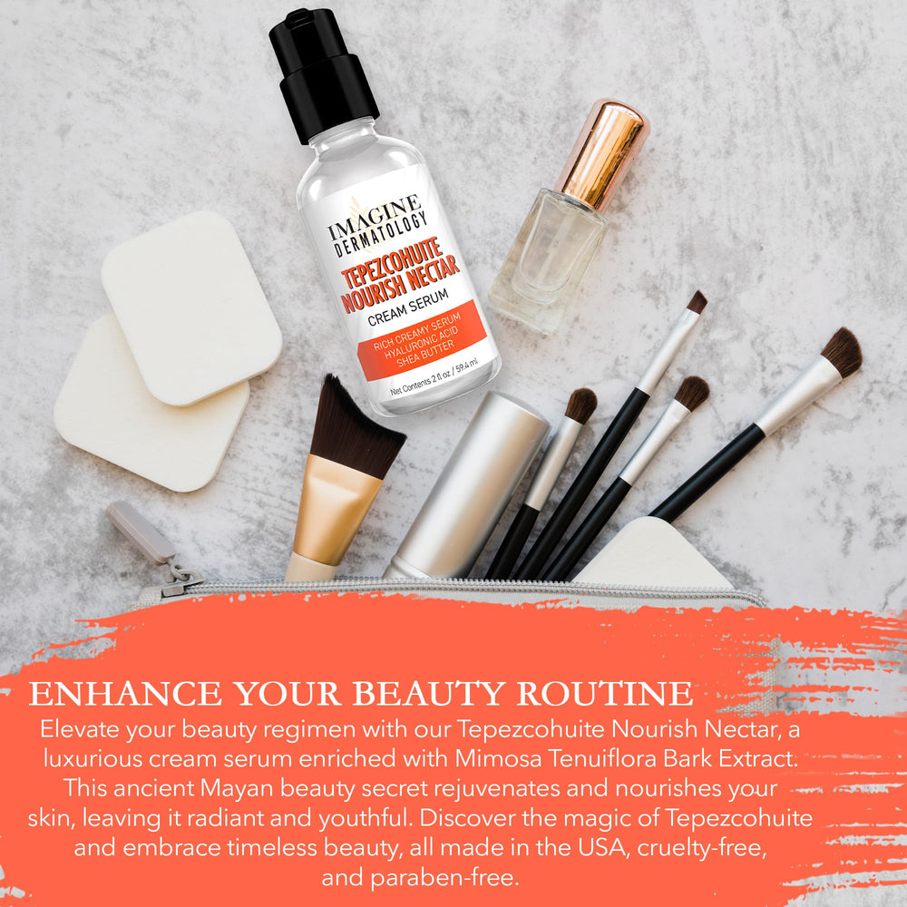 Imagine Dermatology cream-serum spread on skin demonstrating smooth absorption benefits