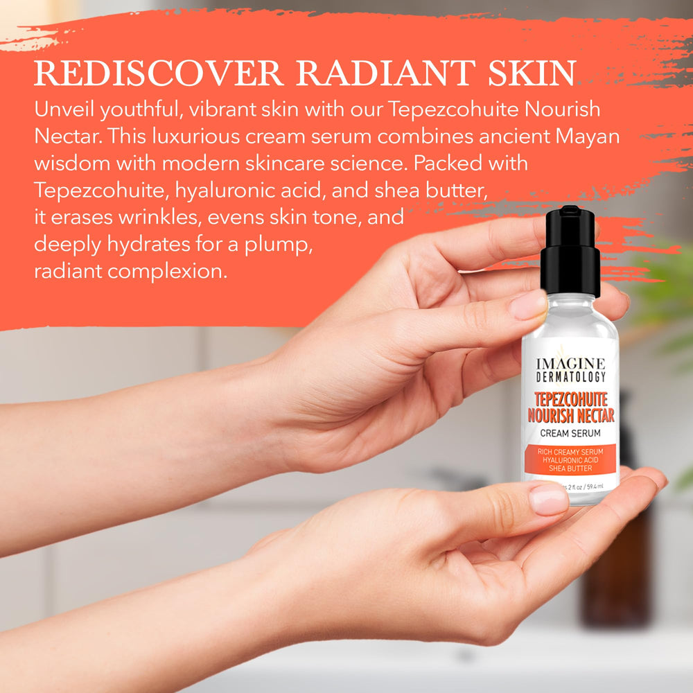 Imagine Dermatology bottle in hand scale comparison showing 2 fl oz size benefit