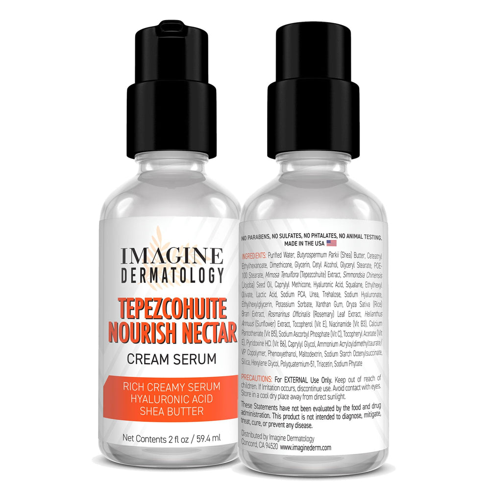 Imagine Dermatology cream-serum texture close-up illustrating lightweight moisturizing finish