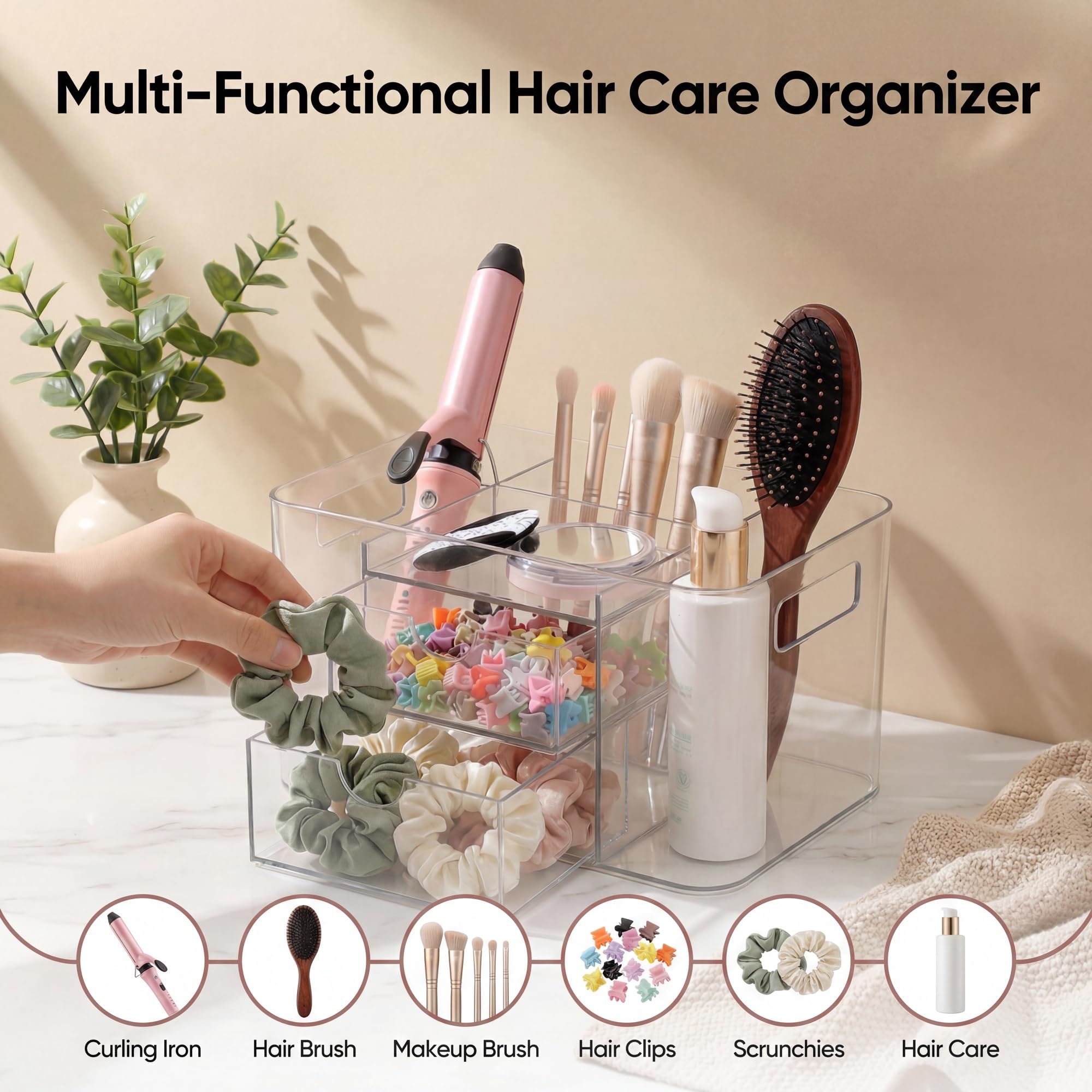 Imakmasion on a bathroom counter demonstrating tidy vanity organization and clutter reduction